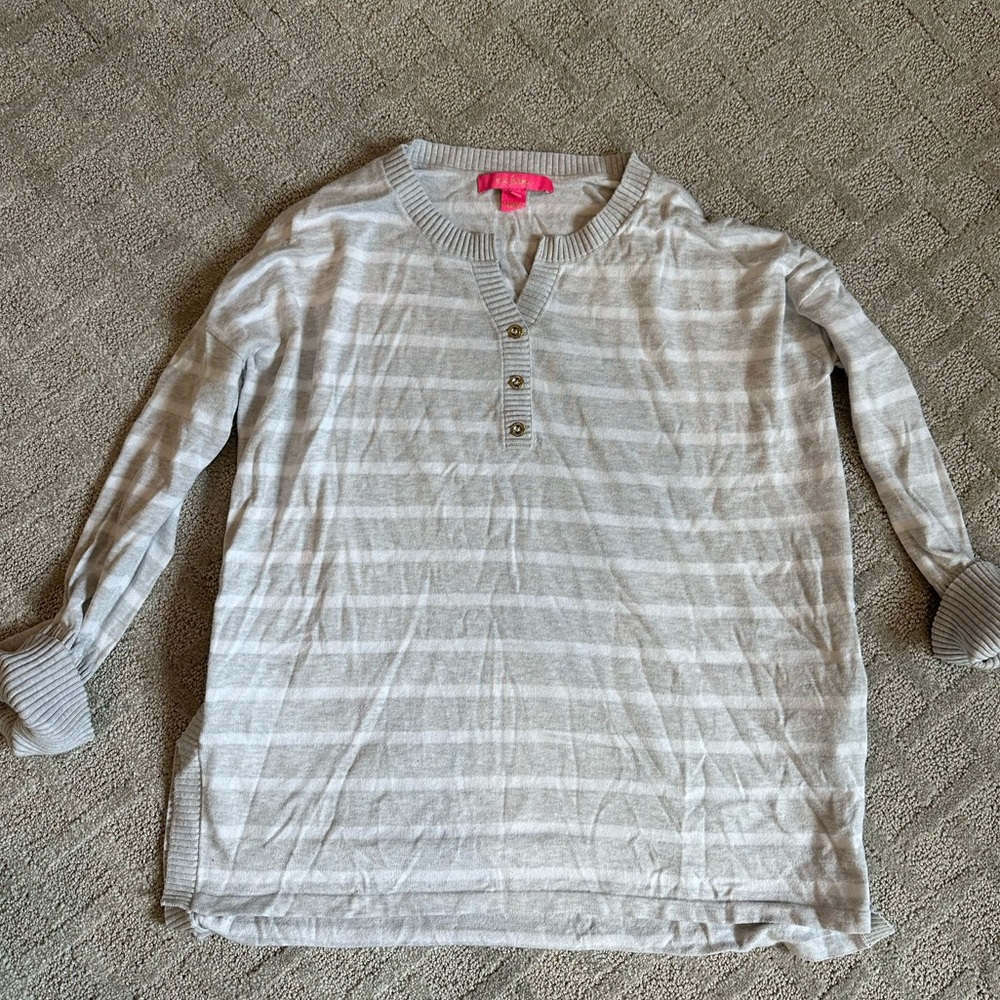 Gray and White Striped Lilly Pulitzer sweater, Sz SM